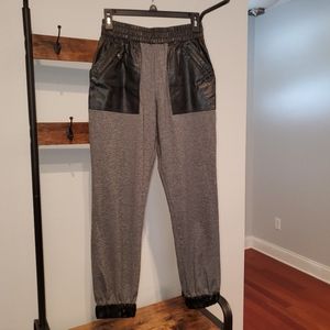 NWOT Lorna Jane grey and faux leather joggers